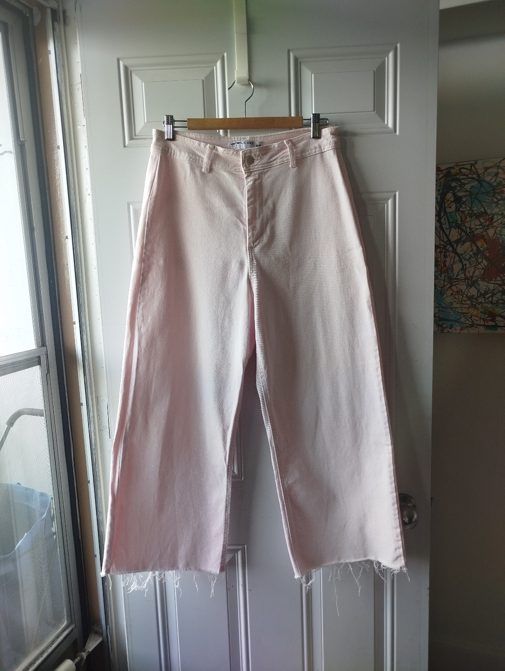 Wide Leg Pink Denim Culotte Jeans